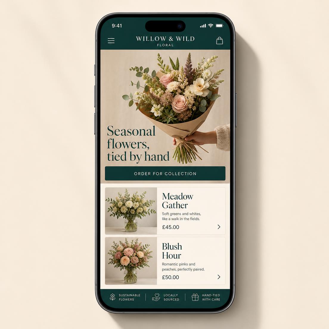 Florist design concept — mobile layout